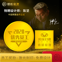 Metal badge custom commemorative badge custom logo pure copper medal medal badge custom employee badge