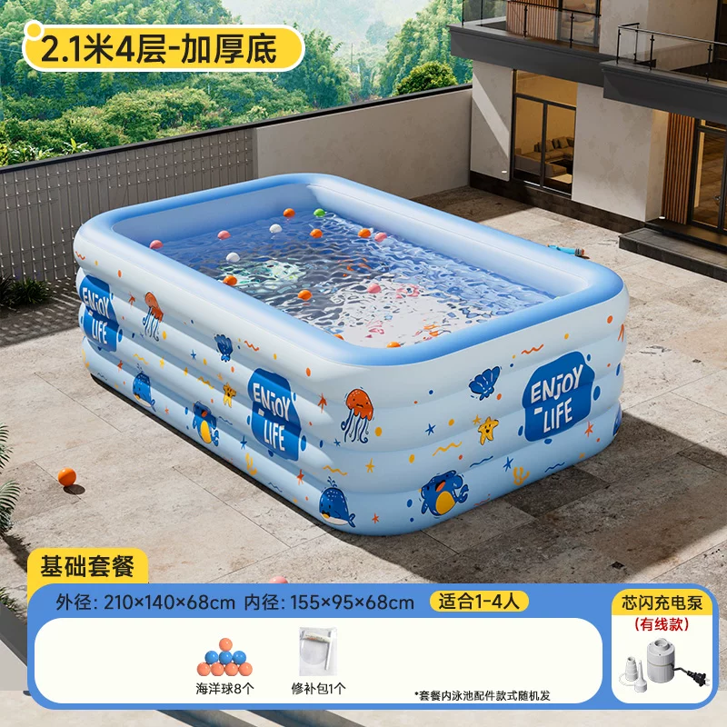 Inflatable travel swimming pool, increased thickness