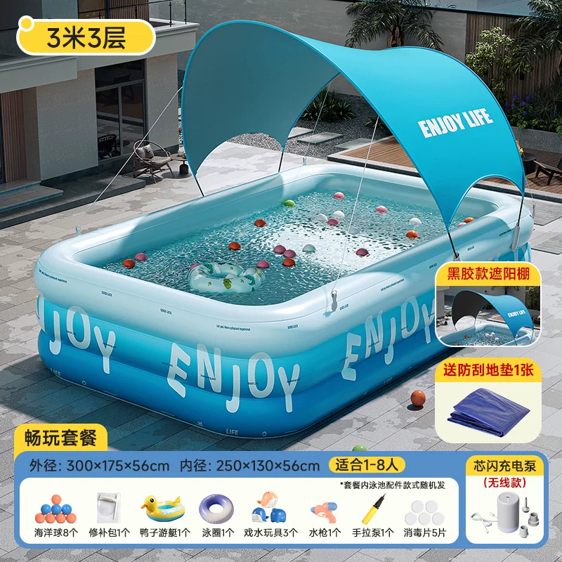 Inflatable travel swimming pool, increased thickness