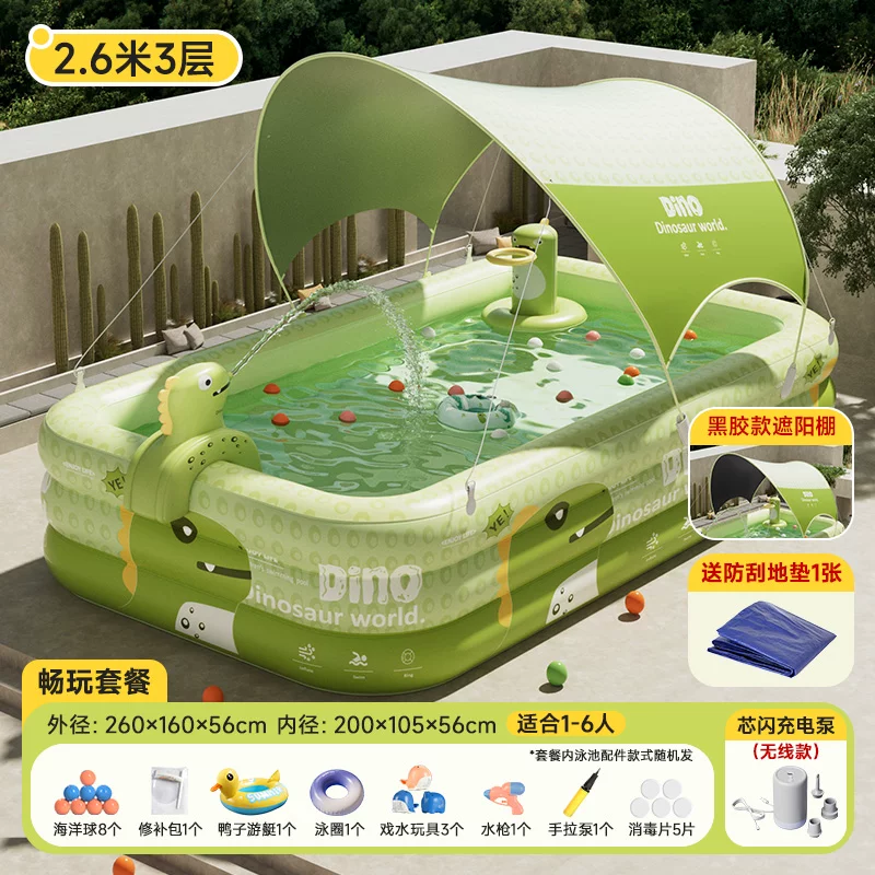 Inflatable travel swimming pool, increased thickness