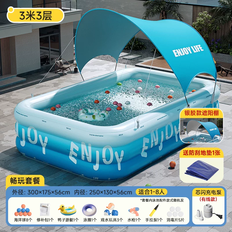 Inflatable travel swimming pool, increased thickness