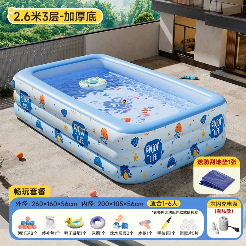 Inflatable travel swimming pool, increased thickness
