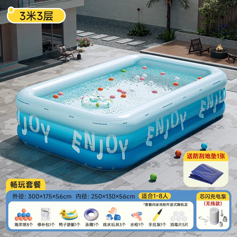 Inflatable travel swimming pool, increased thickness