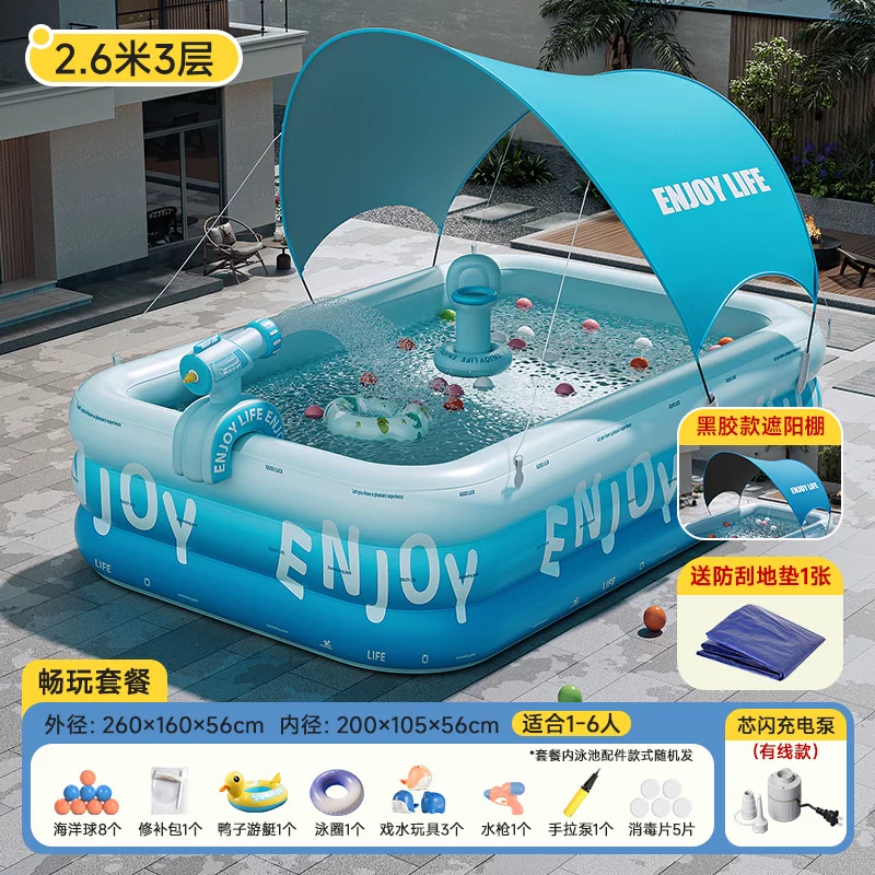 Inflatable travel swimming pool, increased thickness
