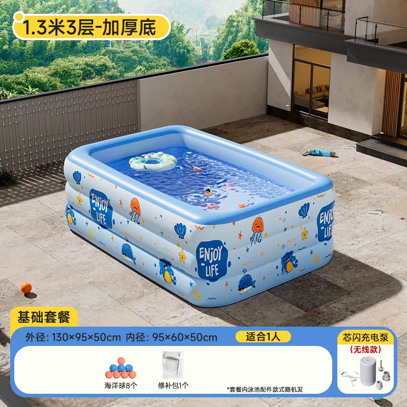 Inflatable travel swimming pool, increased thickness