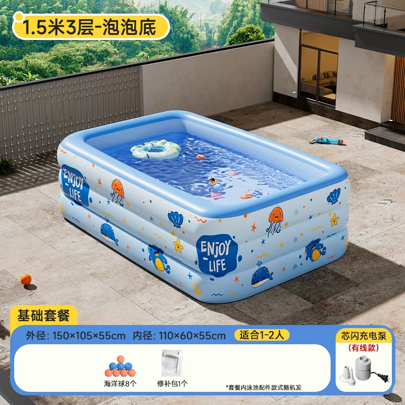 Inflatable travel swimming pool, increased thickness