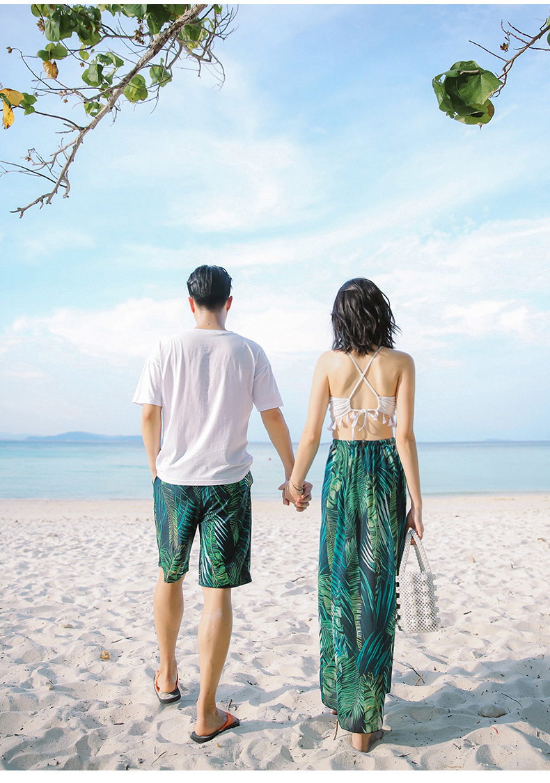 Mùa hè tươi mát bãi biển cặp vợ chồng đồ bơi Nữ chia váy đi biển Quần bơi nam năm điểm quần short bãi biển 	đồ đôi đi biển dep	