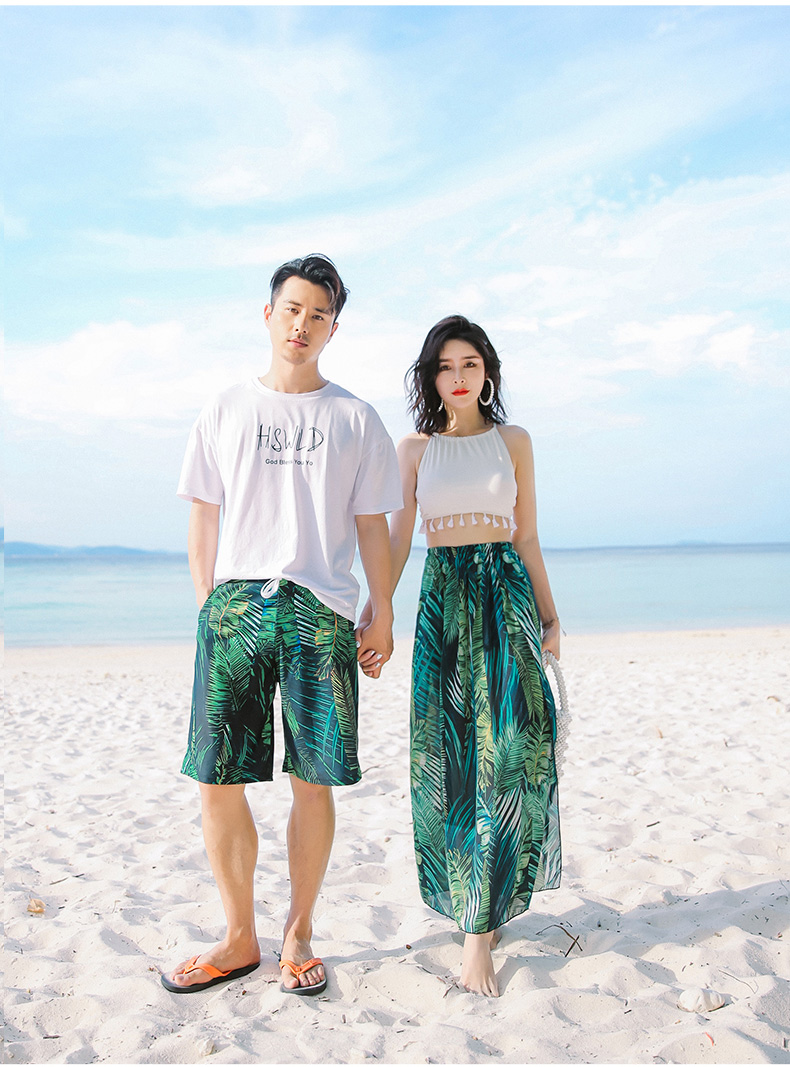 Mùa hè tươi mát bãi biển cặp vợ chồng đồ bơi Nữ chia váy đi biển Quần bơi nam năm điểm quần short bãi biển 	đồ đôi đi biển dep	