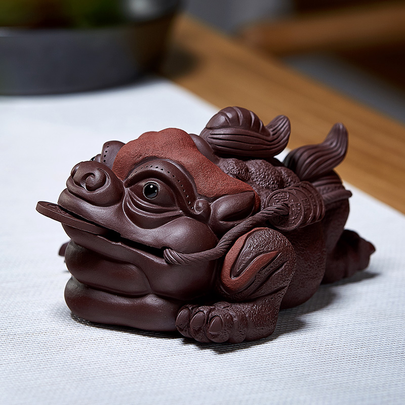 Purple sand gold toad tea pet can raise Zhao Cai tea table accessories tea table toad boutique tea set pure handmade decorative ornaments