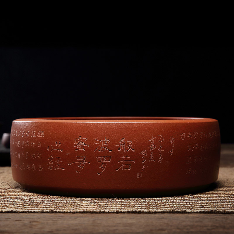 Statute of mud TaoGe purple sand tea wash to wash mud zhu straight expressions using heart sutra large cup kung fu tea tea accessories