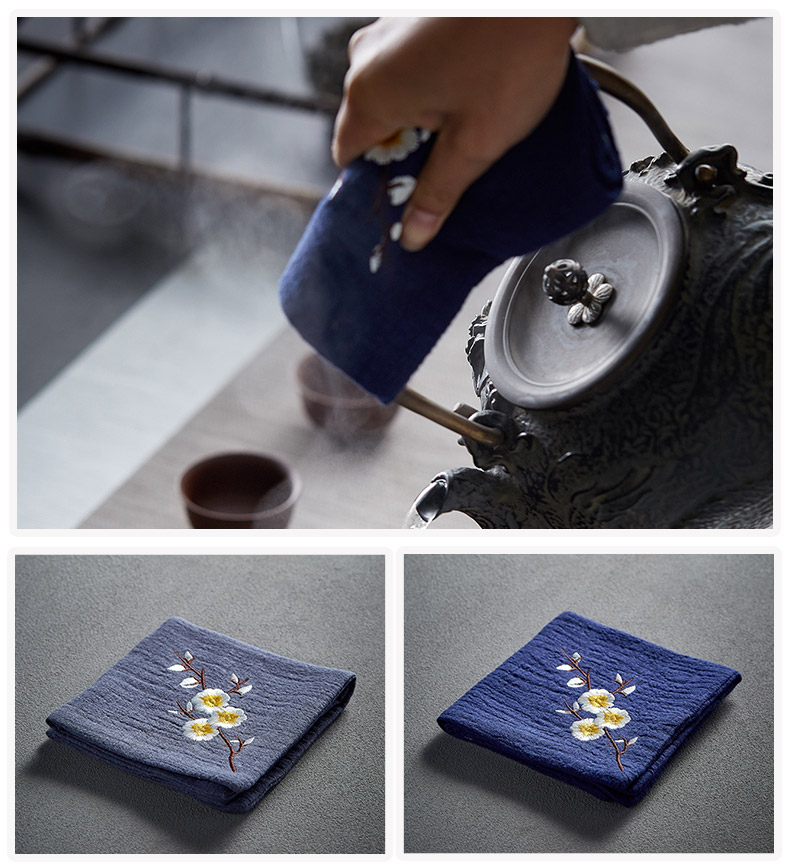 Statute of mud TaoGe China wind restoring ancient ways tea towel cotton suction tea tea towel cloth embroidery cotton insulation tea towel