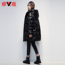 Jadeer Plume Clothing Woman in Thickened Bright Face Black Fashion Foreign Gas Easy Winter 2021 New Tide Y