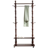 Solid wood clothes hanger floor-standing bedroom coat rack American style clothes hanger European style large clothes rack mobile living room Chinese style