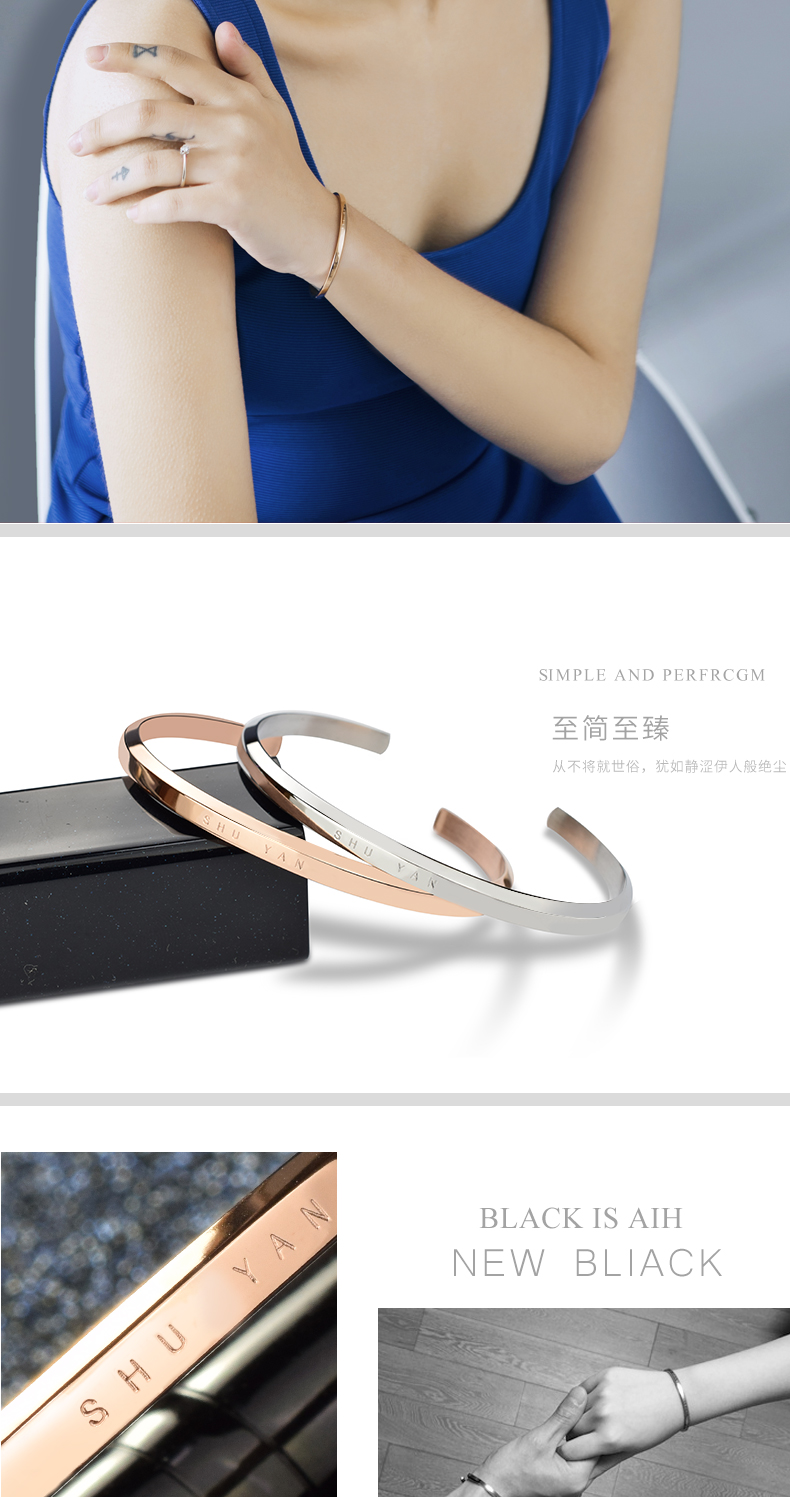Quà tặng giáng sinh bằng thép mạ titan vàng hồng vòng đeo tay mạng rung nam đỏ đôi nam nữ mở phiên bản tiếng Hàn của vòng tay chữ DW vòng tay vàng