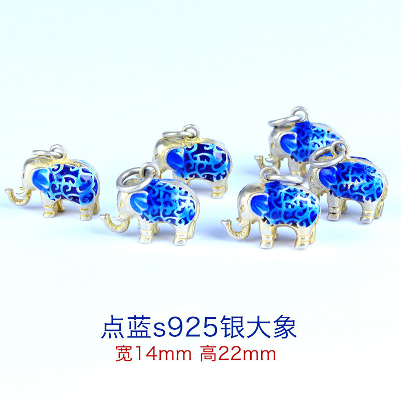 Dance charm point blue burning blue s925 silver filigree craft accessories pendant barrel bead Buddha head handmade diy accessories hand