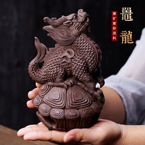 Ziyu Yixing purple sand tea pet sculpture ornaments tea ceremony kung fu tea set master Chen Hongjun long crafts tea play