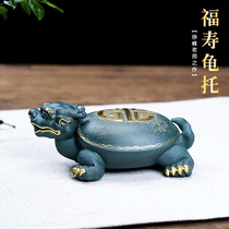 Ziyu Yixing purple sand tea pet tea set cover famous Xu Feng full handmade 24k gold boutique Fushou turtle