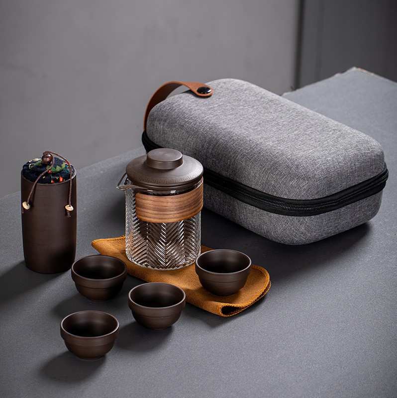 Kung Fu tea set outdoor tea brewing custom portable tea set travel set purple sand teapot tea cup fast customer cup car