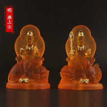  Manjushri Bodhisattva Samantabhadra small Buddha statue water glass paste Gold Buddhist Manjushri Bodhisattva Samantabhadra Bodhisattva Huayan three saints ornaments