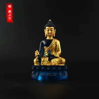 Золотое золото Высокое имитация Лиули Фармацевтическая Будда Лиули Гуан Ру Лай Будда Статуя Тибетская Тантра Маленькая статуя Будды