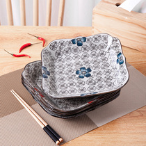 Notched square plate Jingdezhen Japanese ceramic tableware square plate Shaped fruit plate Personalized dish plate Cold dish plate