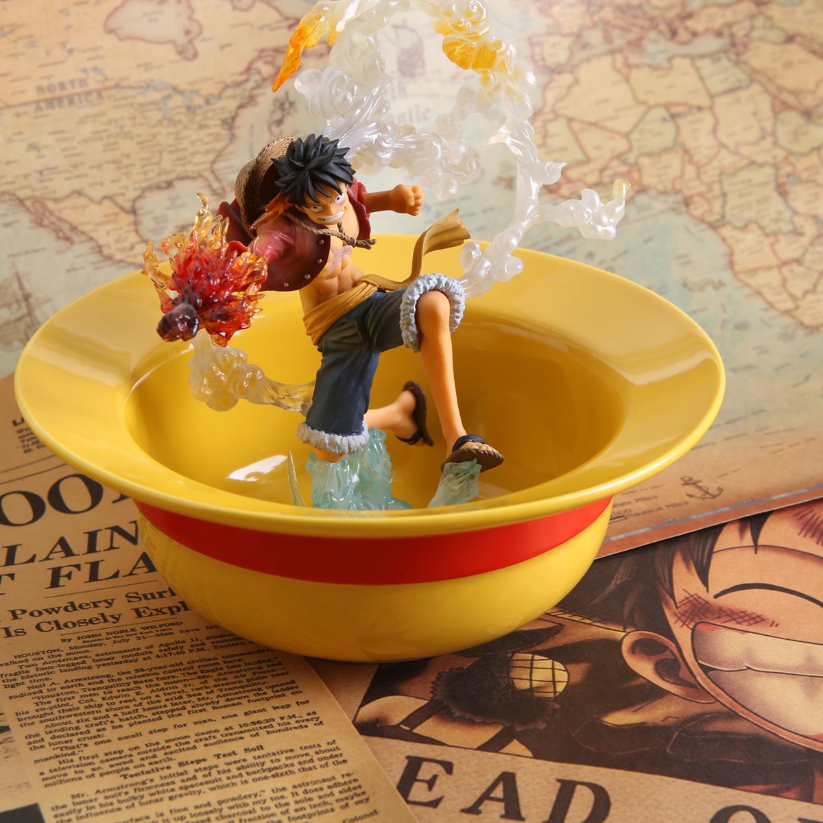 (Genuine loose goods) Japanese outlet Sea-thief Wang Noodle Bowl Straw Hat Subbowl single Cartoon Ceramic Bowl