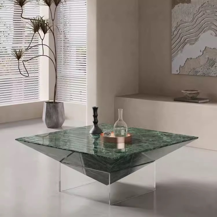 Italian Minimalist Acrylic Marble Coffee Table, Light Luxury Hotel Designer Square Modern Minimalist Living Room Coffee Table Italian Minimalist Acrylic Marble Coffee Table, Light Luxury Hotel Designer Square Modern Minimalist Living Room Coffee Table
