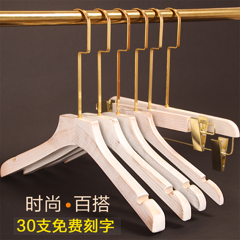 Logo Customised Adult Clothing Shop Solid Wood Hanger Wholesale White Non-slip Wooden Adults Men And Women Clothes Hangers