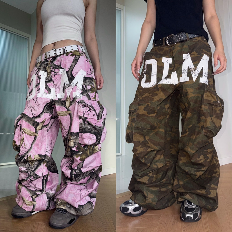 Offlinemode American-Style Camouflage Pink Branch Pocket Zipper Cargo Pants High Street Versatile Street Dance Long Pants Offlinemode American-Style Camouflage Pink Branch Pocket Zipper Cargo Pants High Street Versatile Street Dance Long Pants