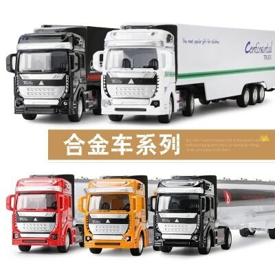 Children's large alloy express car container large truck tanker boy pull back car toy model baby