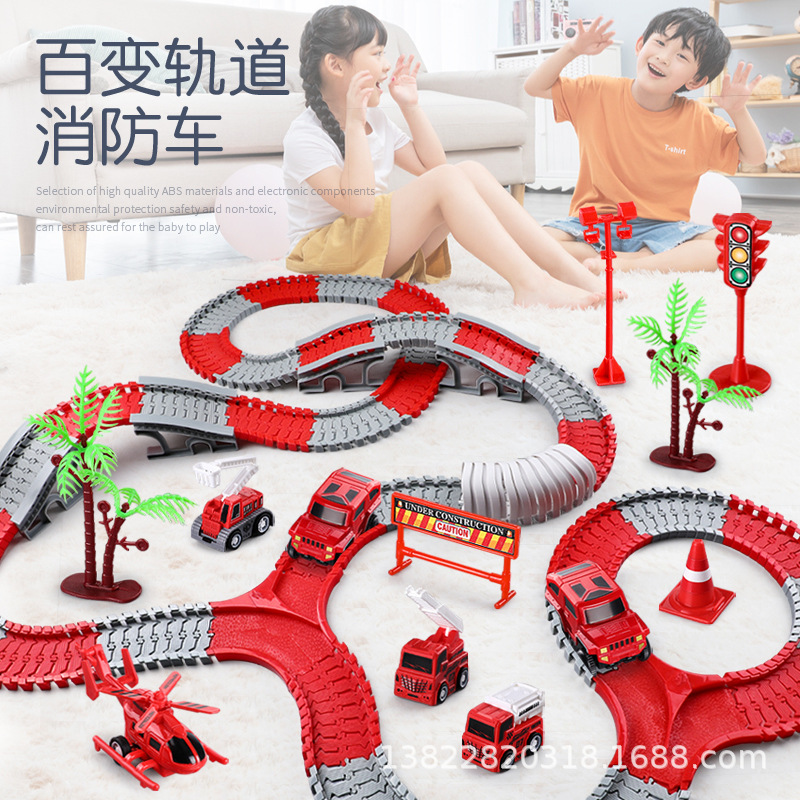Tikyin Red Electric Rail Car Toys Children's Puzzle Engineering Rail Car DlY assembled car parent - child 3