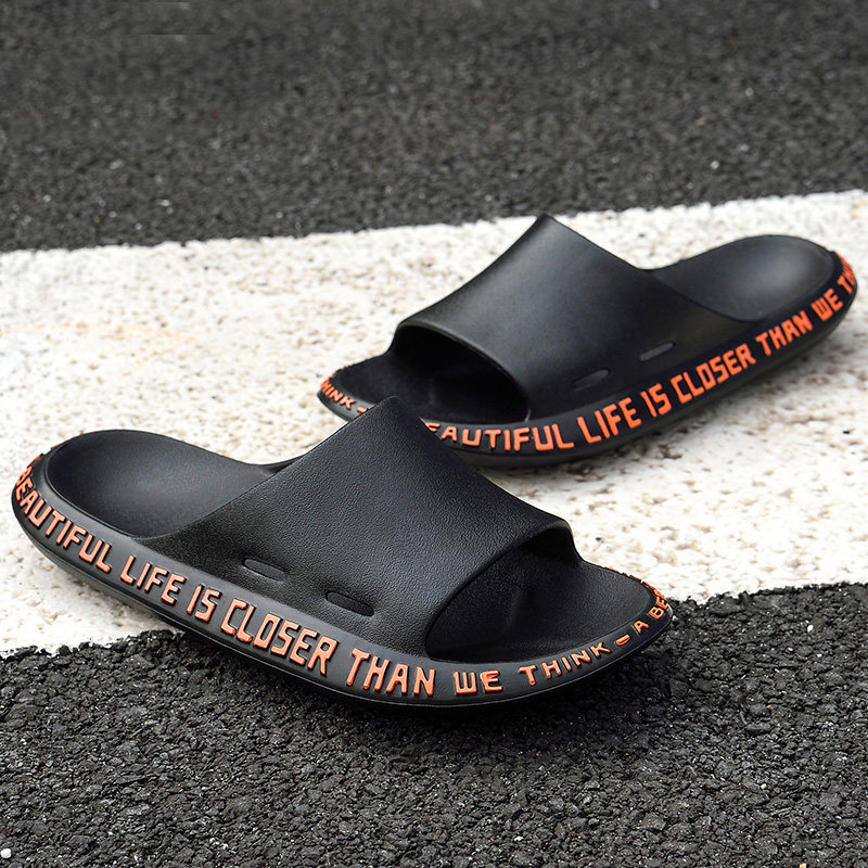 Mesh infrared wearing slippers ins tide outdoor men non-slip lightweight one-piece foam slippers summer street personality letters
