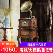 máy nghe nhạc đĩa than victrola Máy ghi âm châu Âu retro ghi đĩa CD máy LP phòng khách mềm trang trí hoài cổ đài phát thanh cũ - Máy hát 	đầu đĩa than cổ