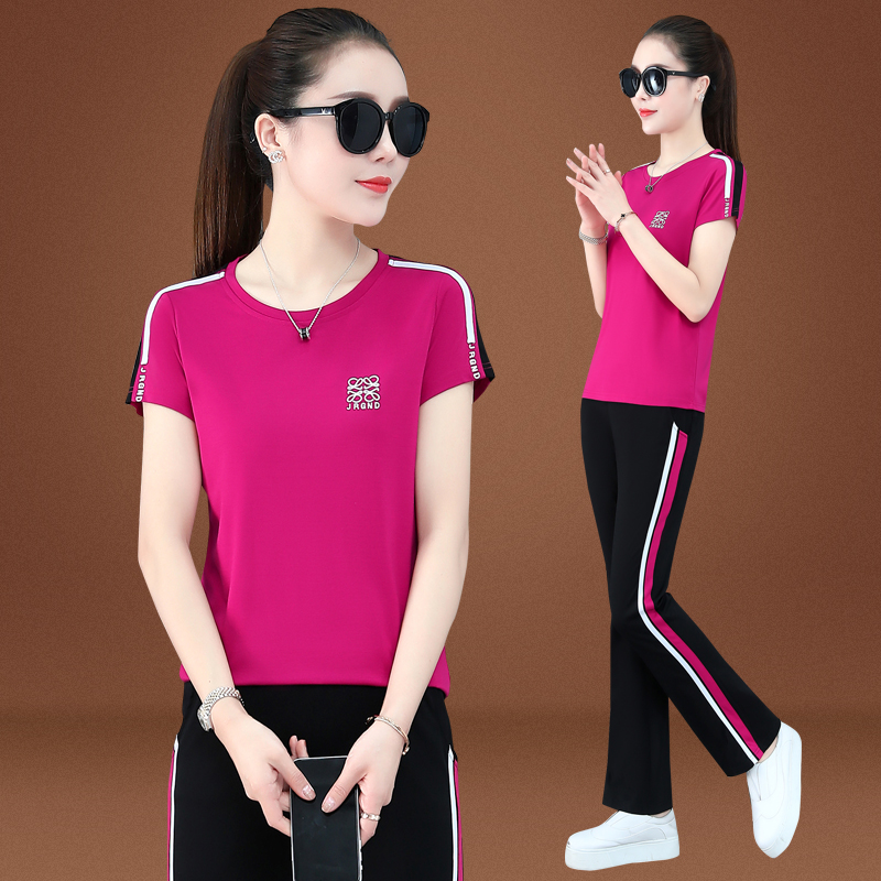 Sports suit women's summer thin section 361 short-sleeved fashion Korean version of foreign style Jordano casual running suit two-piece set