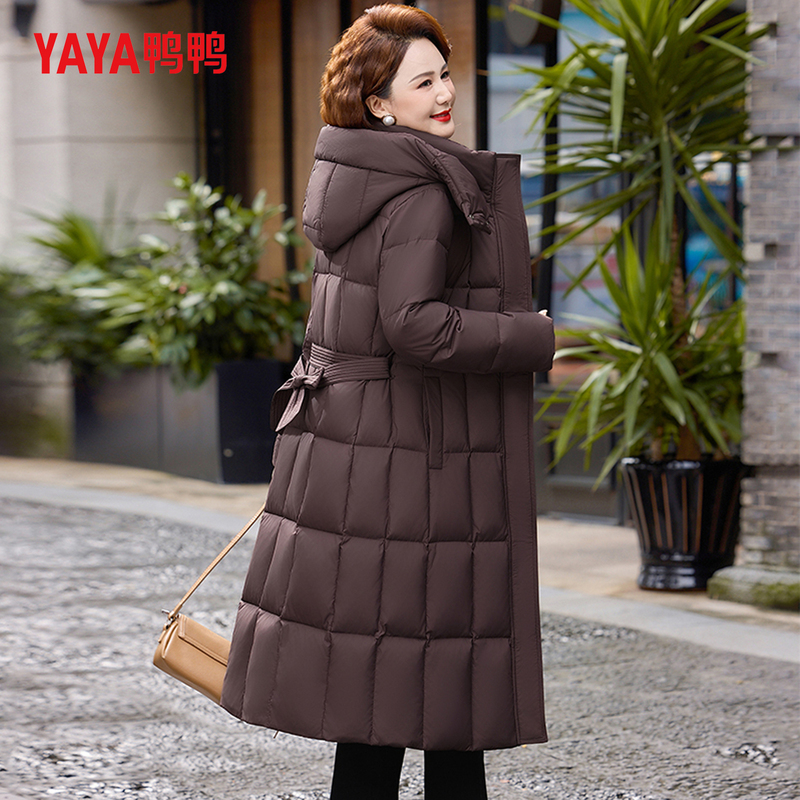 Duck Duck Long Over-The-Knee down Jacket for Women, Winter Slim Fit, Waist-Cinching, White Duck Down, Thickened, Warm, Mom Style, 2026 New Model