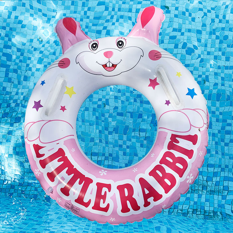 Child Thickening Baby Mesh Red Swimming Ring Girl Cute Little Rabbit With Handle Buoyancy Armpit Rings Lifebuoy
