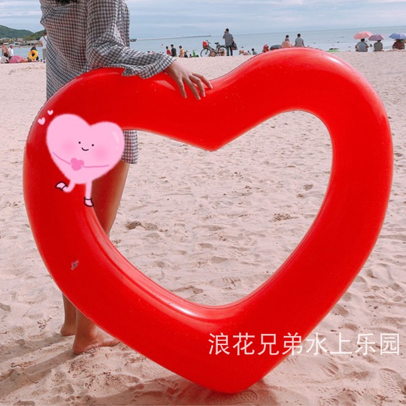 Ins nóng đỏ tình yêu vòng bơi tình yêu màu hồng tăng dày phao cứu sinh bơm hơi đạo cụ đám cưới du lịch phao bơi cổ cho bé