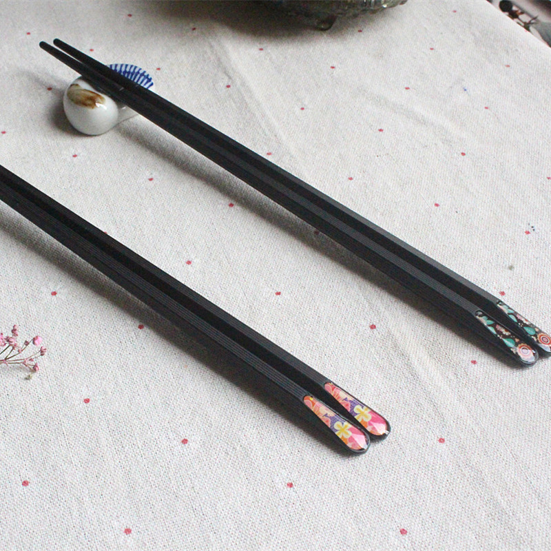 Green maple leaf Japanese chopsticks alloy fiber chopsticks slanted flower resistant high temperature scrub chopsticks disinfection cabinet home dining room