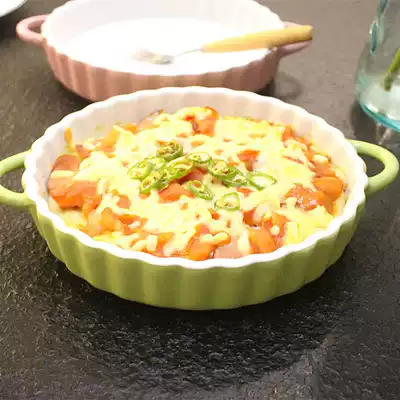 Ceramic plate Pizza plate Binaural wavy edge disc gratin rice plate Spaghetti plate Characteristic color glaze plate Export tail list