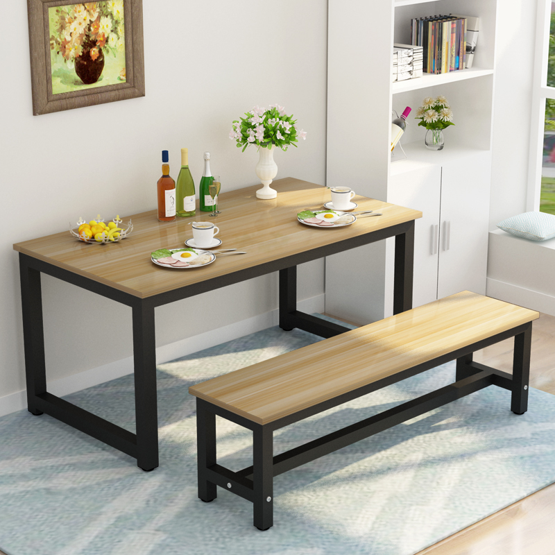 Buy Modern minimalist dining table and chair combination bench steel table bench multi