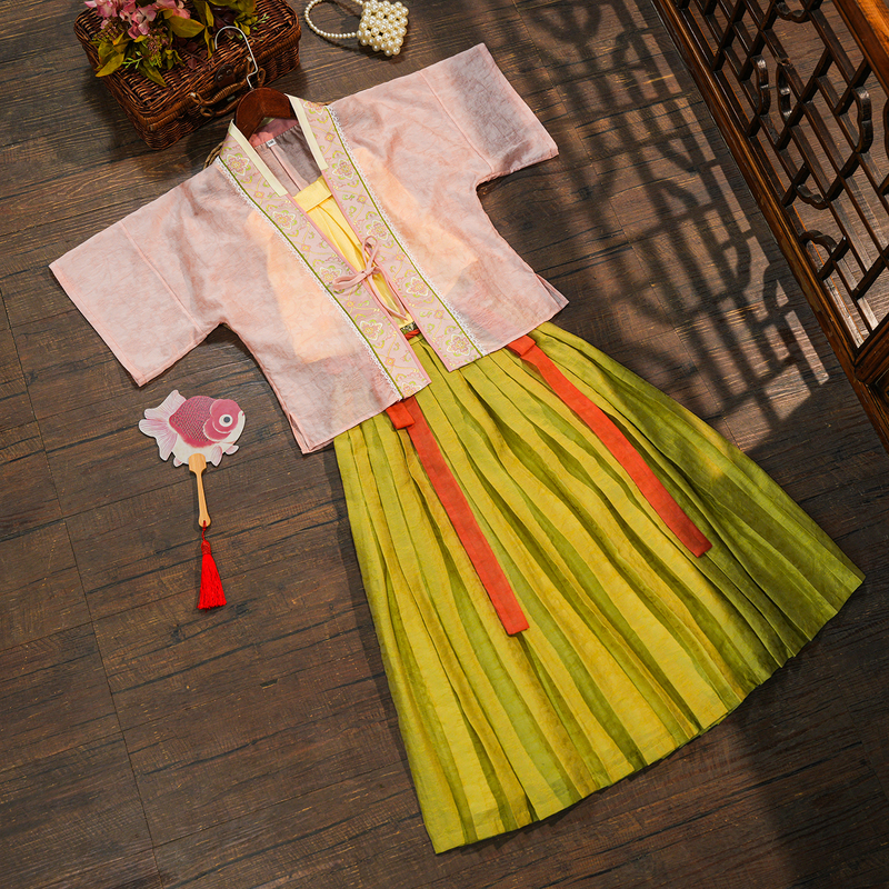 Intangible Cultural Heritage Song Brocade: Radiant Splendor - Spring and Summer Silk National Style Tang Suit Children's Song Dynasty Hanfu Baozi and Mamian Skirt