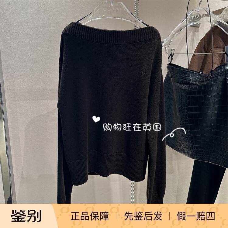 Gucci Uk Purchasing Agent 26 New Models of Women's Short Embroidered One-Neck Knitted Sweater Tops A003Wk