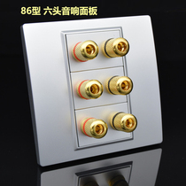 Type 86 six-head audio panel 3-position karaoke speaker 6-head 5 1 speaker port gold and silver wire jack socket silver