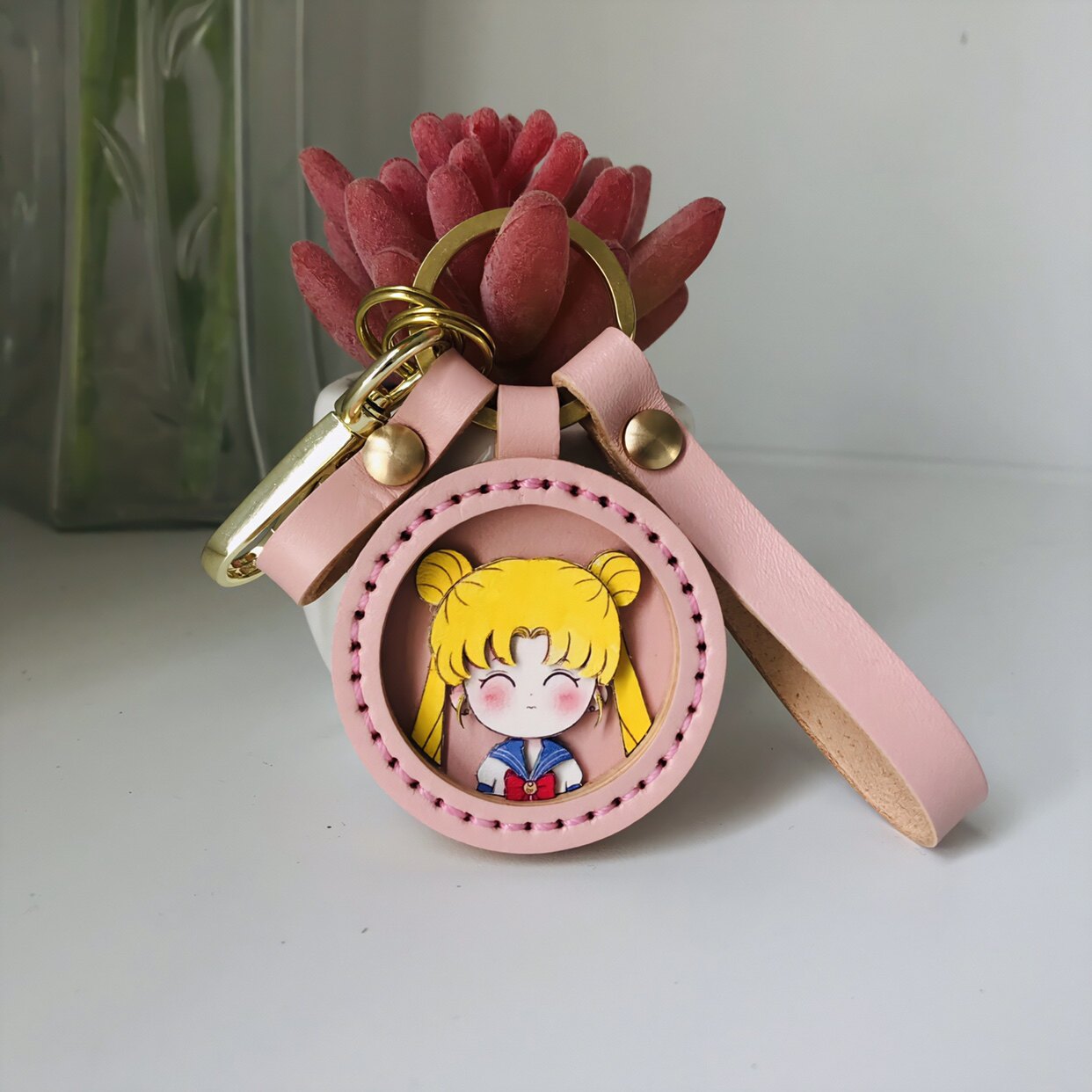 Beauty Less Female Warrior Key Button Pure Handmade Water Ice Moon Car Pendant Creative Personality Gift GIFT HANGING DECORATION CUSTOMIZED