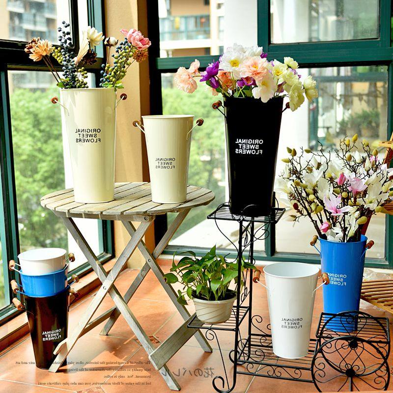 Versatile photography props photo props travel photography personality photo creative DIY hand props flower tin bucket