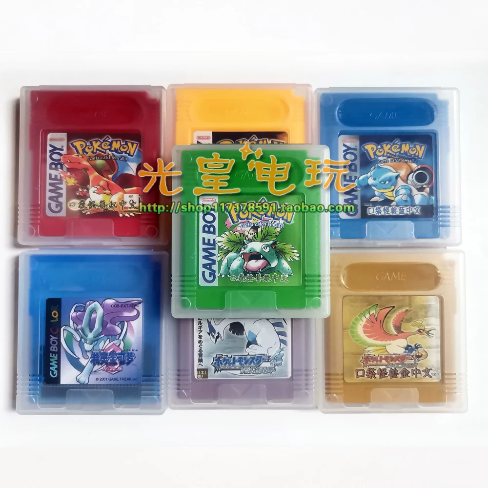 Картридж игры GBC Pocket Monster Red, желтый, синий, зеленый кристалл золото и серебро версия Pokémon китайская версия GBASP
