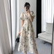 Guoge customized floral dress female 2023 summer new high-end sense waist waist retro gentle wind puff sleeve long skirt