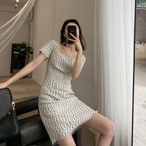 FT GUOGE square collar dress lady 2022 Summer new body to collect waist display slim small and fragrant wind flow Su short skirt