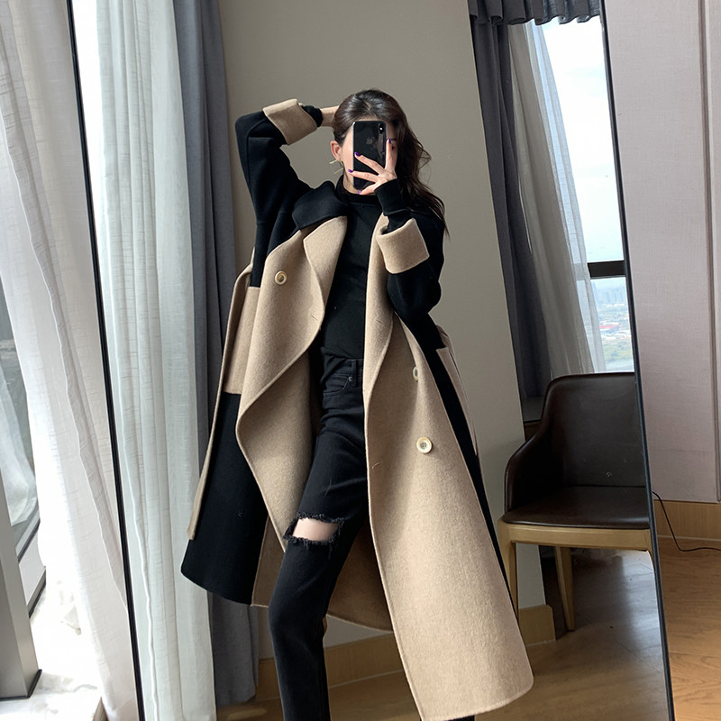 FT GUOGE DOUBLE FACE WOOL COAT 2021 AUTUMN WINTER NEW HIGH-END TEMPERAMENTAL GODDESS VAN MIDI FUR COATS