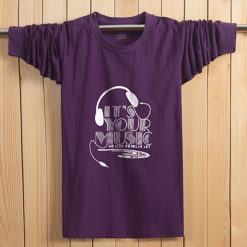 Mới mùa thu đông nam cộng với phân bón XL áo thun dài tay cotton thủy triều nam béo anh mặc áo thể thao giản dị áo phông rộng nam